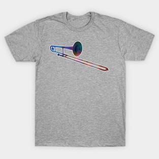 Trombone Silhouette: Rainbow Watercolor T-Shirt